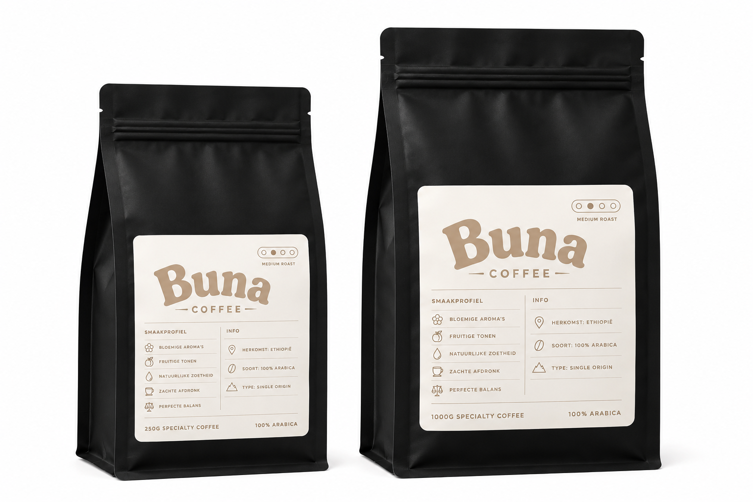 Buna Coffee 250g en 1000g verpakkingen